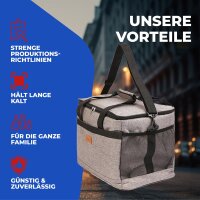 NEMT 30L faltbare Kühltasche Picknicktasche Thermotasche Lunchtasche Tasche Isoliertasche für Lebensmitteltransport Mittagessen Auto Urlaub und Mini Kühlbox Einkauf (grau)