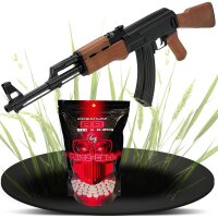Fritz-Cell Set AK47 Airsoft Gewehr AEG Softair Waffe elektrisch <0,5 Joule 6 mm inkl. 500 Premium BBs 0,20g Munition