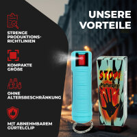 1 x Wilhelm Pfefferspray 16 ml Schlüsselanhänger türkis Tierabwehr Selbstverteidigung CS Gas KO Spray hochdosiert (ca. 2 Mio. Scoville) effektives Verteidigungsspray