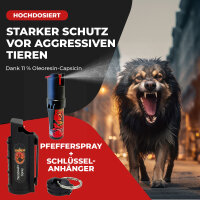 1 x Wilhelm Pfefferspray 16 ml Schlüsselanhänger schwarz Tierabwehr Selbstverteidigung CS Gas KO Spray hochdosiert (ca. 2 Mio. Scoville) effektives Verteidigungsspray