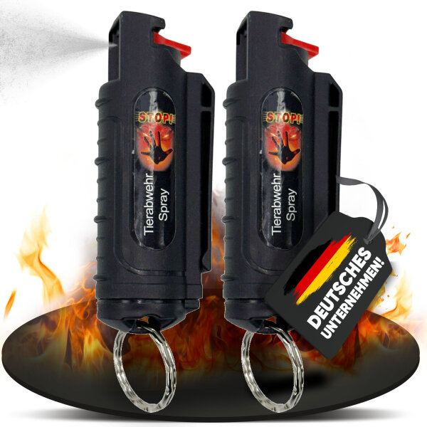 2 x Wilhelm Pfefferspray 16 ml Schlüsselanhänger schwarz Tierabwehr Selbstverteidigung CS Gas KO Spray hochdosiert (ca. 2 Mio. Scoville) effektives Verteidigungsspray