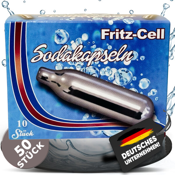 NEMT CO₂ Sodakapseln 8g – 50 Stück – Kompatibel mit Sodamaker, Soda Siphon - Made in EU – Für prickelnde Getränke & kreative Anwendungen