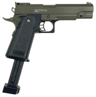 Fritz-Cell Set Airsoft Pistole FC6G 1911 Match schwere Ausführung Federdruck Softair Waffe 0,5 Joule 6 mm inkl. 500 Premium BBs 0,20g Munition