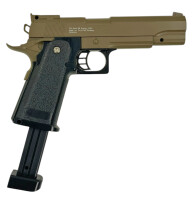 Fritz-Cell Set Airsoft Pistole FC6D 1911 Match schwere Ausführung Federdruck Softair Waffe 0,5 Joule 6 mm inkl. 500 Premium BBs 0,20g Munition