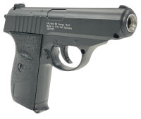 Set Airsoft Pistole mit Schalldämpfer schwere Ausführung Federdruck Softair Waffe 0,5 Joule 6 mm inkl. 100 Premium BBs 0,20g Munition