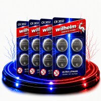 16 x Wilhelm Lithium Knopfzelle CR3032 3V Batterien,...