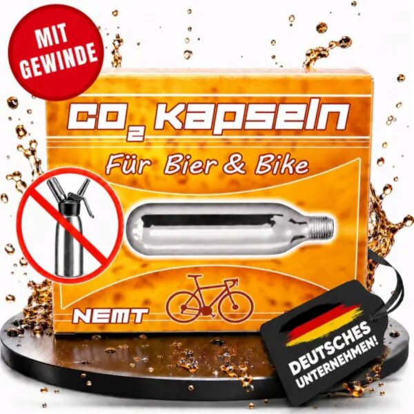 10 x NEMT 16g CO2 Kapseln MIT Gewinde – Bierkapseln & Bikekapseln