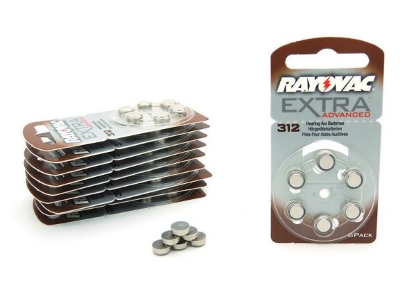 60 Hörgerätebatterien Typ 312 braun Rayovac Extra Advanced