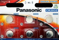 6 Panasonic CR 2032 Lithium 3V Knopfzellen