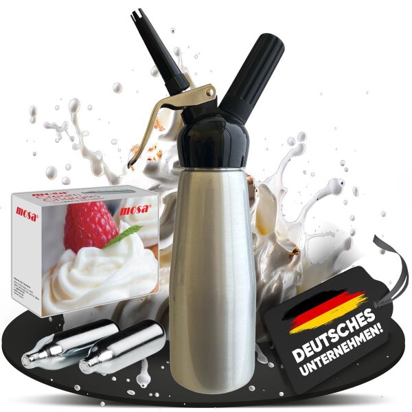 Aluminium Sahnespender 0,5 Liter in Silber-Schwarz von MOSA