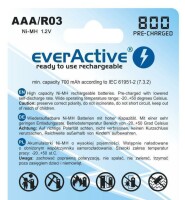 8 x EverActive Silverline AAA Mikro Akku 700 mAH NiMH Wiederaufladbar LR3 HR03