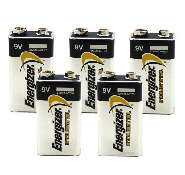 5 x Energizer Industrial 9V Block 4LR61 9 V Blockbatterie lose für Rauchmelder